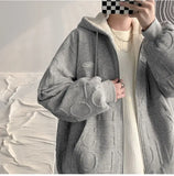 Autumn and Winter American Men and Women Cardigan Hooded Sweater Couple Loose Relaxed Fashion Personalized Top harajuku y2k aidase-shop