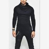 AIDASE  -  Spring Autumn New Pile Collar Long Sleeved Solid Color High Street T-Shirts Man Fashion Pocket Patchwork Asymmetrical Pullovers aidase-shop