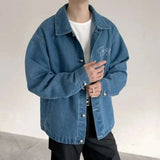 AIDASE  -  Pearl Hot Diamond Design Men's Jackets Lapel Letter Washing Single Breasted Casual Contrast Color Loose Male Coats aidase-shop