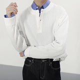 AIDASE  -  Casual Buttoned Crew Neck Knit Jumper Tops Men Vintage Knitting Sweaters Trendy Mens Autumn Long Sleeve Solid Color Sweater aidase-shop