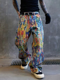 AIDASE  -  Colors Print  Denim Pants Jeans Men Streetwear Fashion Hip Hop Loose Casual Straight Oversize Wide Leg Baggy Jeans Trousers aidase-shop