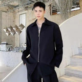AIDASE  -  Men's Long Sleeves Shirts New Korean Solid Color Trendy Casual Shoulder Pads Zipper Design Male Loose Shirts Spring aidase-shop