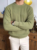 AIDASE  -  Leisure Knitting Sweaters For Mens Fall Winter Casual Texture Knit Bottoming T Shirt Fashionable Solid Color Crew Neck Sweater aidase-shop