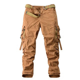 AIDASE  -  Men's Cargo Pants Solid Loose Multi-Pocket Cotton Casual Work Trousers Windproof Safari Style Full Length Pants Without Belt aidase-shop