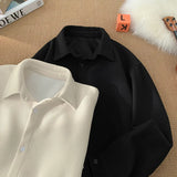 Aidase Spring New Men's Shirts Long Sleeve Solid Color Casual Shirt 2025 Plus Size Harajuku Blouse Fashion Unisex Clothes