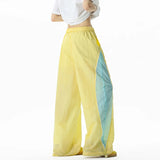 AIDASE  -  Sports Men Patchwork Elastic Waist Pants Wilde Leg Contrast Color Casual Loose Fit Male Trousers Summer Colorful 9W3261 aidase-shop