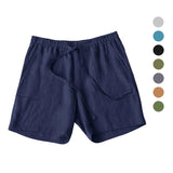 AIDASE  -  Summer Cotton Linen Shorts Men Casual Drawstring Elastic Waist Solid Beach Short Trousers Comfort Breath Sports Home Shorts aidase-shop