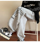 AIDASE  -  American Letter Print Casual Pants Fall Trend Large Size Drawstring Leg Sweatpants Loose Sports Casual Pants Women Men Clothing aidase-shop
