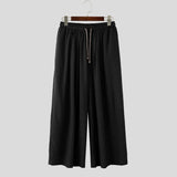AIDASE  -  Men Wide Leg Pants Drawstring Joggers Oversize Pleated Casual Trousers Men Streetwear Vintage 2025 Male Long Pants S-5XL aidase-shop