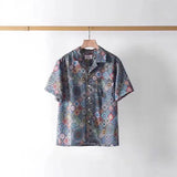 AIDASE  -  Bohemian Style Men's Short Sleeve Shirt Fashionable Summer Design Trendy Polyester Blend Machine Washable Anti-Wrinkle Wear aidase-shop