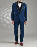 AIDASE  -  Men's Suit 3 Pieces Navy Blazer Vest Pants One Button Sequins Sheer Satin Lapel Business Wedding Groom Tailored Costume Homme aidase-shop