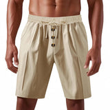 AIDASE  -  Cross-border men's loose American linen beach casual washed button five-point sports shorts men aidase-shop