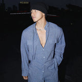 AIDASE  -  New Fashion Men's Two-piece Sets Lace-up Solid Color Loose Shirts Elastic Waist Drawstring Straight Leg Male Pants 24K2756 aidase-shop
