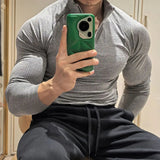 AIDASE  -  Men's Half Zip Long Sleeve Activewear Shirt Breathable Stretch Running Training Gym Workout Sweatshirt Mock Neck Tee Fall Winter aidase-shop