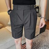 AIDASE  -  New Men Summer Slim-fit British Style Suit Shorts Light Luxury Business Straight-leg Shorts Leisure Button-down Half-pants M-3XL aidase-shop