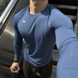 AIDASE  -  New Fitness Training Top Quick Dry Long Sleeve Outdoor Elastic Slim Fit Solid Color Round Neck Comfortable Breathable Shirt aidase-shop