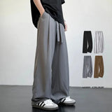 AIDASE  -  Korean Classic Blue Black Gray Male Brand Trousers Plus Size Men's Casual Straight Long Loose Pants Stretch Elastic Waist Jogger