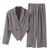 AIDASE  -  Spring and Autumn Men's New Loose Long sleeved Novelty Small Suit Straight leg Pants Two piece Men's Set aidase-shop
