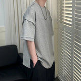 AIDASE  -  Fashion Men T-shirt Personality Three-dimensional Design Round Neck Short Sleeve Solid Color Loose Casual Male Tees aidase-shop