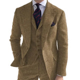 Aidase Herringbone Wool Grey Men Suits For Formal Business Groom Wedding Tuxedo 3 Piece Tweed Man Set Jacket Waistcoat with Pants aidase-shop
