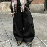 AIDASE  -  Men Pants Solid Color Button Loose Casual Wide Leg Trousers Men Streetwear Baggy Fashion Leisure Long Pants S-5XL aidase-shop