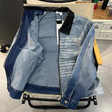 AIDASE  -  Men's Clothing Vintage Letter Zipper Denim Jacket Men's Spring And Fall Design Lapel Washed Biker Jacket Outerwears Coats Y2k aidase-shop
