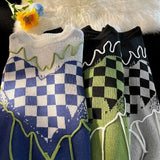 Aidase Sweaters Men Classic Fashion Popular Autumn Winter Plaid Heart-shape Pattern Contrast Color American Style Unisex Cozy Couple aidase-shop