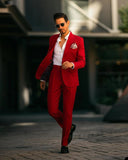 AIDASE  -  Red Gentleman New Mens Suits Two-Pieces Coat Trousers Broadcloth Authentic Tailored Classic Wedding Tuxedos Formal Occasions aidase-shop
