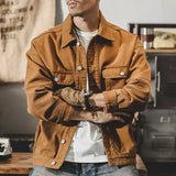 Aidase Male Jean Coats Wide Shoulders Autumn Men's Denim Jacket Cargo Brown Menswear Joker G Fashion Winter Clothing Trendy Korea aidase-shop