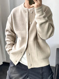 Spring New Light Luxury Fashion Cardigan Men Knitted Sweater Round Neck Jacket Loose Sweater Coat Boutique DressSimpleStyle aidase-shop