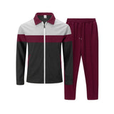 AIDASE  -  European American Autumn Men's New Color Block Cardigan Pocket Zipper Jacket Trouser Suit aidase-shop