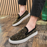 AIDASE  -  Men Casual Fashion Board Shoes Black Gold Men Lightweight Comfortable Brand Loafers British Business Office Travel Shoes 38-45 aidase-shop