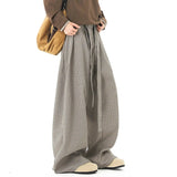 AIDASE  -  American Style Men Casual Pants Plaid Print Decoration Lace-up Design Loose Straight Wide-Leg Fashion Male Trousers 21E7675 aidase-shop