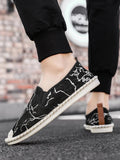 AIDASE  -  Fashion Print Canvas Shoes New Classic White Men's Fisherman Loafers Man Flats Espadrilles Breathable Male Summer Footwear aidase-shop