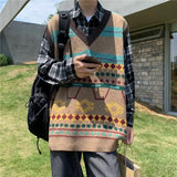Aidase Waistcoat Korean Fashion Knit Vests for Men Popular Clothes Sleeveless Reviews Sweater Man Harajuku Loose Fit Aesthetic New In
