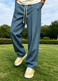 AIDASE  -  Men's Solid Color Drawstring Wide Leg Pants Casual Streetwear Button Detail Loose Straight Trousers Lightweight for Daily Wear aidase-shop