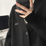 Aidase Cardigans Men Fashion Popular Youthful American Style V-neck Solid Color Handsome Spring Autumn Streetwear Knitting Loose Daily aidase-shop