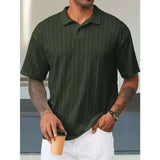 AIDASE  -  Retro Loose Texture Knitted Polo Shirt Men's Summer Retro Lapel T-shirt Breathable Old Money Short Sleeves aidase-shop