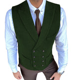Aidase Men's Vest Casual Double Breasted Suit Vest Herringbone Pattern Notch Lapel Waistcoat for Groomsmen for Men Vest aidase-shop