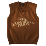 Aidase Alphabet Solid Pattern Men's V-Neck Sweater Daily Versatile Sleeveless Knit Sweater Fashion Simple Jacquard Design Sweater Vest aidase-shop