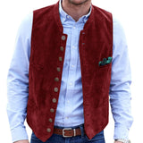 Aidase Men's Vest Frosted Velvet Suit Vest Casual Steampunk Style Waistcoat Round Neck Single Breasted Sleeveless Male Fashion Vest aidase-shop