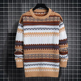 AIDASE  -  Ethnic Style Sweater Men's Winter Korean Retro High-end High Street Striped Knit Sweater Oversized Casual Pullover Thread Jacket aidase-shop
