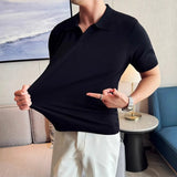 AIDASE  -  Men's Cooling Tencel Polo Shirt - Summer Ice Silk Knit Top with Fold Collar, Breathable Short Sleeve & Stylish Contoured Design aidase-shop