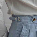 Aidase 2024 Spring Seersucker High Waist Straight Pants British Petty Bourgeoisie Blue Stripe Italian Casual Trousers Men aidase-shop