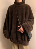 AIDASE  -  Men's Knitting Sweater Autumn Winter Mohair Sweater Thickened Japanese Lazy Retro Vibe Trendy Knit Sweatshirt Outerwear aidase-shop