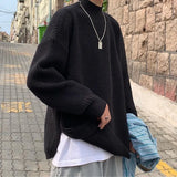 Aidase Man Clothes Plain Black Knitted Sweaters for Men Pullovers Designer Luxury Solid Color Collared Y2k Vintage Thick Winter Jumpers aidase-shop