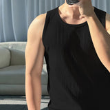 AIDASE  -  Simple Men's Tank Tops Round Collar Summer Solid Color Sleeveless T-shirts Casual Korean Style Pullover Male Vests 9W3108 aidase-shop