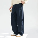 AIDASE  -  Men's Summer Breathable Linen Loose Straight Casual Wide Leg Pants Drawstring Waist Daily Trousers aidase-shop