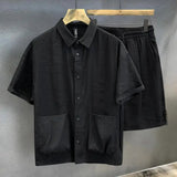 AIDASE  -  Ice Silk Cool Casual Sports Suit Men's Summer Large Size Fashionable Thin Short-sleeved Shirt Fashionable Two-piece Set Chic aidase-shop