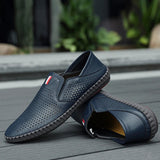 AIDASE  -  Spring Autumn New Breathable Loafers Soft Sole Anti Slip Trendy Deep Blue Men's Flat Shoes Fashion Men's Work Shoes aidase-shop
